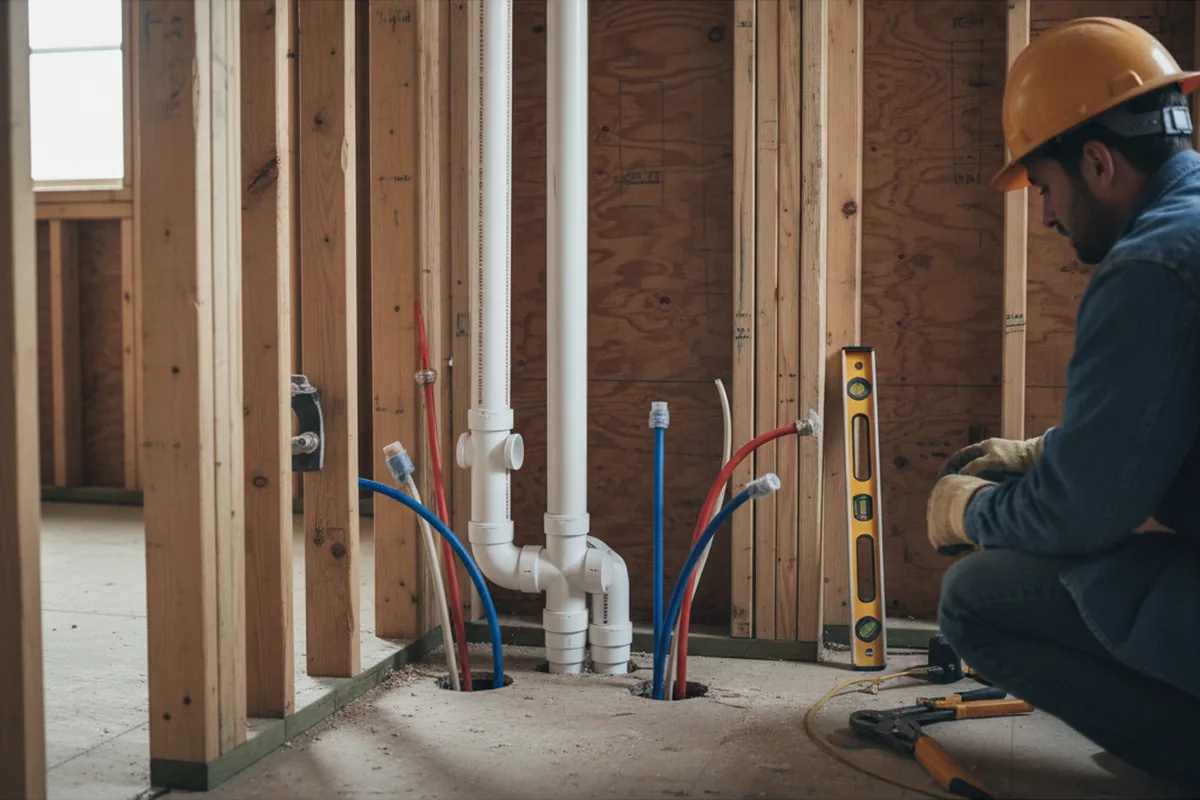 Drain and supply rough-in during Leak Detection in Friendsville